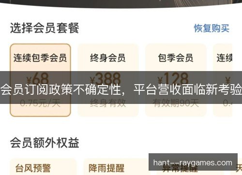 会员订阅政策不确定性，平台营收面临新考验